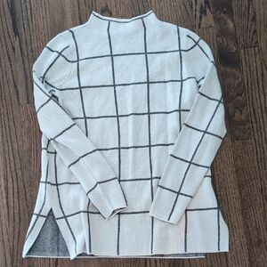 White and Black Grid Pattern Sweater